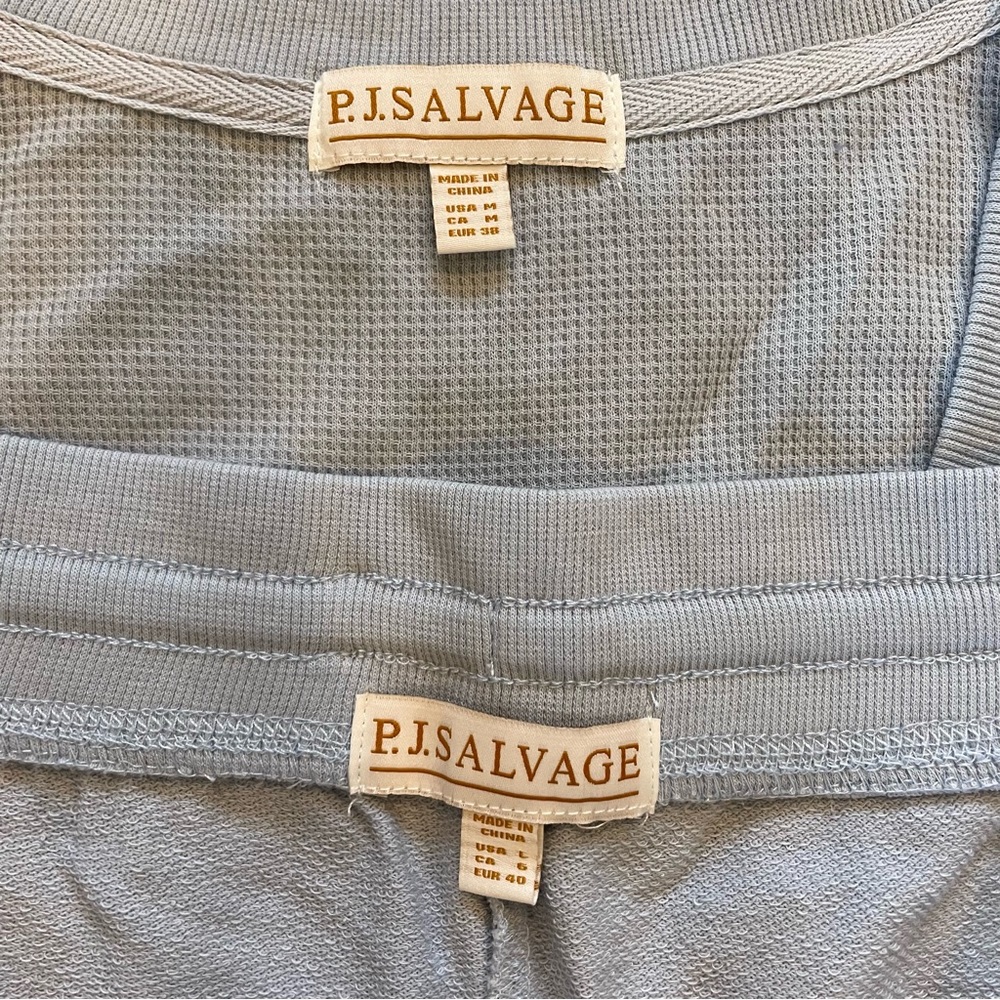 PJ Salvage Tank Short Sleep Lounge Set Thermal Waffle Light Blue Size Med Large - Picture 10 of 11